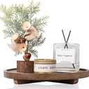 Round Decorative Tray Wood Bathroom Counter Organizer Farmhouse Kitchen Decor Wooden Riser for Soap Dish, Perfume, Candle, Sponge, 11" - Walnut