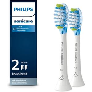 Philips Sonicare Genuine C3 Premium Plaque Control Toothbrush Heads, One Year Supply, 2 Brush Heads, Black, HX9044/95 (2 Count (Pack of 1), White)