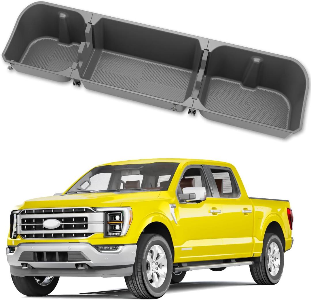 KINGGERI Under Seat Storage Boxes Compatible with 2015-2026 Ford F-150 F150 SuperCrew Cab, 2017-2026 Ford F-250 F-350 F-450 F-550 Super Duty, Upgraded Rear Under Back Seat Cargo Tool Box Organizer