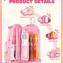 Cute Pencil Case,Unique Aesthetic 3D Schoolbag-Shaped Pencil Pouch for Girls Boys Kids Women,Big Capacity Pen and Pencil Stationery Organizer Bag with Zippers for School Office (Pink Rainbow)