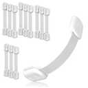 3M Adhesive Child Safety Strap Locks by Baby Proof Me, Baby Latches for Cabinets, Dishwashers, Fridges, Ovens and Trash Cans, Stain Free Toilet Lock (12 Safety Latches) (White)