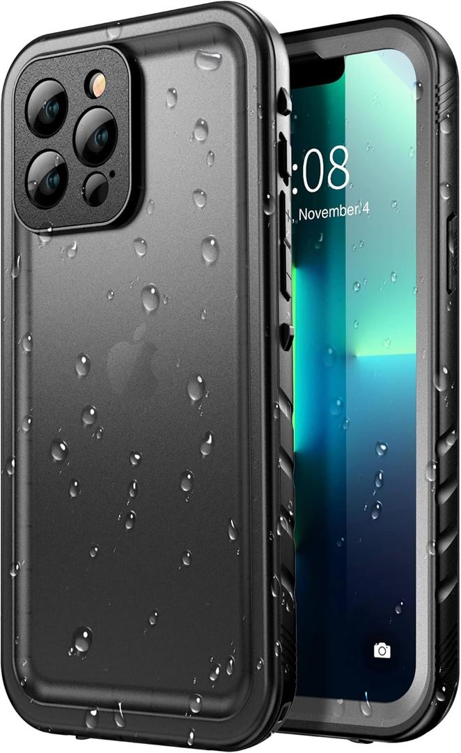 SPORTLINK for iPhone 13 Pro Max Waterproof Case - Shockproof Dustproof Phone Case with Screen Protector Full Body Protective Case for i Phone 13 Pro Max Cover 6.7'', Black