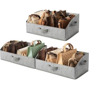 GRANNY SAYS Purse Organizer for Closet, Trapezoid Storage Bins, Closet Shelf Organizer, Storage Baskets for Shelves, Fabric Clothing Organizer, Closet Organizers and Storage, Gray, 3-Pack