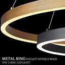 2 Ring LED Chandelier Black Gold Chandelier for Dining Room 24in Dimmable Circular Chandeliers Light Round Chandeliers for Bedroom Kitchen Entryway Living Room