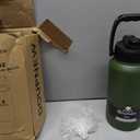 Doupnew 64oz Water Bottle, Half Gallon Stainless Steel Insulated Bottle with Leak Proof Dual-Mode Lid, Straw & Chug Drinking, Large Handle, Keeps Cold 24H Hot 12H for Gym, Outdoor & Use(Forest Green)