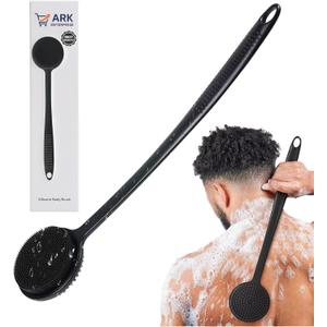 Silicone Scrubber for Shower, 17 in Lengthened Long Handle Body Brush, Double Sided deep Cleaning & Massaging Shower Scrubber, Rich Foam Producer for Men & Women by ARK.