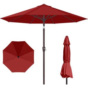 PatioKingdom 10FT Patio Umbrella with Push Button Tilt and Crank, Outdoor Market Umbrella with 8 Fiberglass Ribs, UV Protection Table Umbrella for Pool,Backyard,Garden,Deck