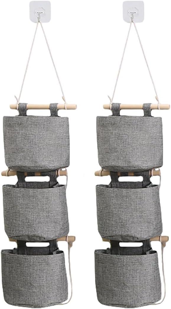 2Pcs Wall Hanging Storage Bag, Waterproof Over The Door Pouches Wall Mounted Closet Organizer Basket with 3 Pockets for Bedroom, Bathroom