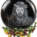 ZEERSHEE 3D Jesus Crystal Ball with Rose Base Laser Engraved Religious Gifts for Women Men Christian Catholic Home Decor