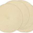 AHHFSMEI Round Braided Placemats 15 Inch Round Table Mats for Dining Tables Natural Woven Heat Resistant Place mats Set of 4(Beige)