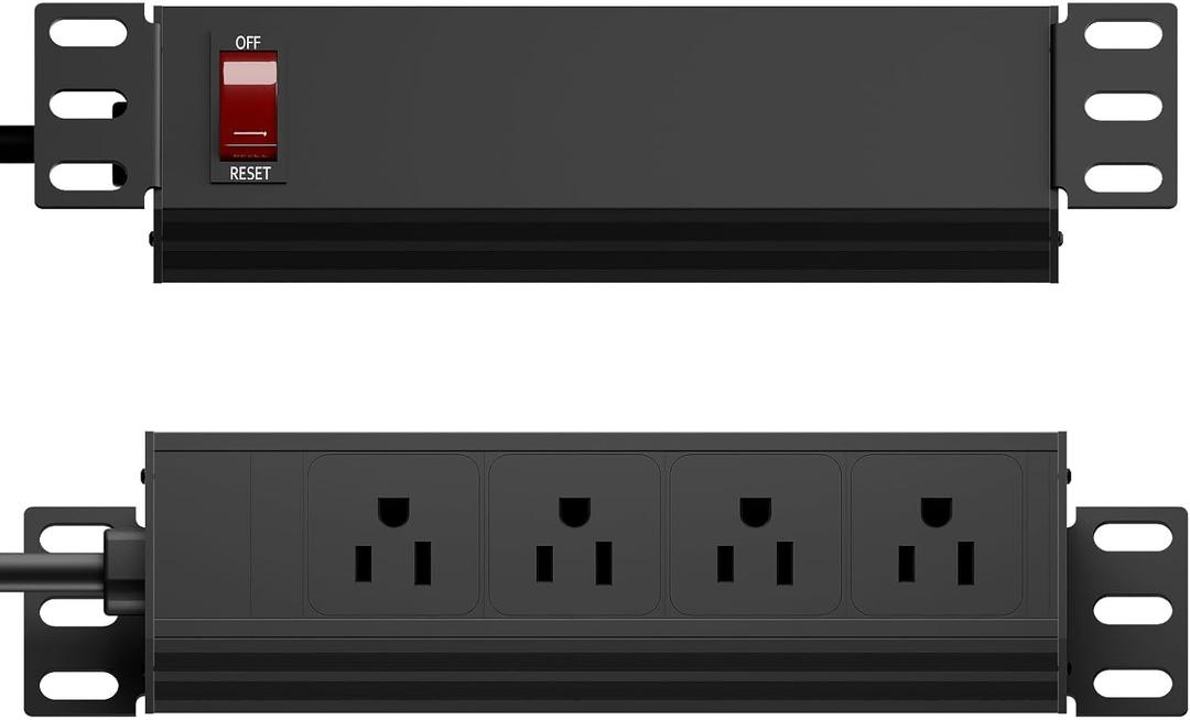 10 inch Rack PDU-1U (4 Rear Outlets),10" inch Rack Power Strip with Protection (125V/15A 6ft Cable),Rack Mount Power Distribution Unit for 10" Mini Server Rack Accessories,Network Cabinets/Rack/Self