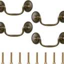 INCREWAY 4Pcs Drop Bail Cabinet Handles, Antique Drawer Pulls for Kitchen Dresser Furniture Hardware, Classic Metal Pull Handles for Cupboard Wardrobe Cabinet