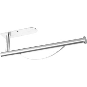 Paper Towel Holder, Easy Tear Wall Mount Under Cabinet with Damping Function, Stainless Steel Paper Roll Holder Adhesive or Screw for Bathroom (Silver)