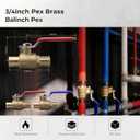VANCOCO 3/4" PEX Ball Valve 4-Pack - Lead-Free Brass PEX Shut Off Valve (2 Red/2 Blue) for Hot/Cold Water
