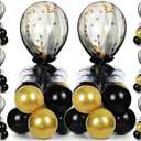 BBTO 8 Set Gold Black Table Centerpieces Balloons Stand Kit, Latex Balloons and Table Stand Holder with Base Tulle for Wedding Birthday Mother's Day Baby Shower Party
