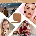 Small Square Portable Silicone Makeup Bag for Women Girls, Small Travel Lovely Waterproof Toiletry Cosmetic Bag, Zipper Closure Organizer Makeup Case with Handle (Light Brown)