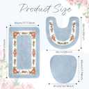 Drydiet 3 Pcs Rose Flowers Bathroom Rugs Set Coquette Room Decor Floral Bath Mat U Shaped Toilet Rug Non Slip Absorbent Floral Bath Carpet (Blue)