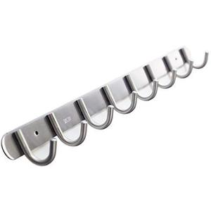 Coat Hook Rack with 8 Round Hooks - Premium Modern Wall Mounted - Ultra durable with solid steel construction, Brushed stainless steel finish, Super easy installation, Rust and water proof