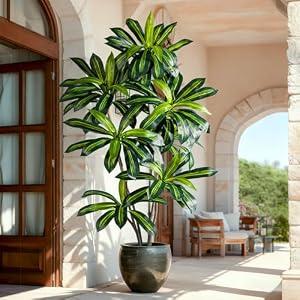 Tall Fake Tree Artificial Trees Plant with White Planter Pot Indoor Outdoor Potted Silk Plants Large Faux Trees loor Floor for Home Living Room Decor Outside Patio para decoracion Housewarming Gift