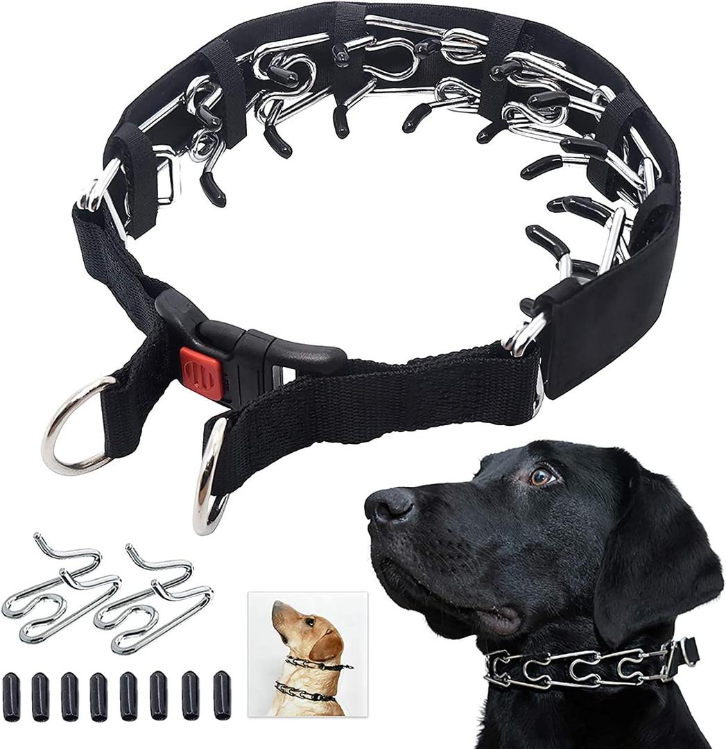 No Pull Dog Collar, Prong Collar for Small Medium Large Dogs, Pinch Collar for Dogs with Quick Release Buckle, Prong Collar Cover, Extra Links, Safety Clip, Rubber Tips (X-Large) (X-large,4mm, 27.6-Inch, 22-26"Neck, Black) No Pull Dog Collar, Prong Collar for Small Medium Large Dogs, Pinch Collar for Dogs with Quick Release Buckle, Prong Collar Cover, Extra Links, Safety Clip, Rubber Tips (X-Large) (X-large,4mm, 27.6-Inch, 22-26"Neck, Black)