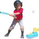 Dazmers Baseball Launcher Kit - Tee Ball Set - Includes 1 Bat (22.6"x2"), 1 Pitching Machine (8.6"x18"x10"), and 3 Baseballs For 6 years + - Improves Batting Skills and Motor Coordination - Multicolor
