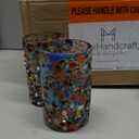 Confetti Rocks 14 oz Drinking Glasses (set of 6) Mexican Handmade Multicolor Glassware, Recycled Glass, Lead-free, Toxin-Free (Drinking)