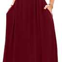 RWJ Women's Plus Size Dresses with Pockets V-Neck Sleeveless Maxi Dress for Wedding Guest Dress Formal Cocktail (XL)