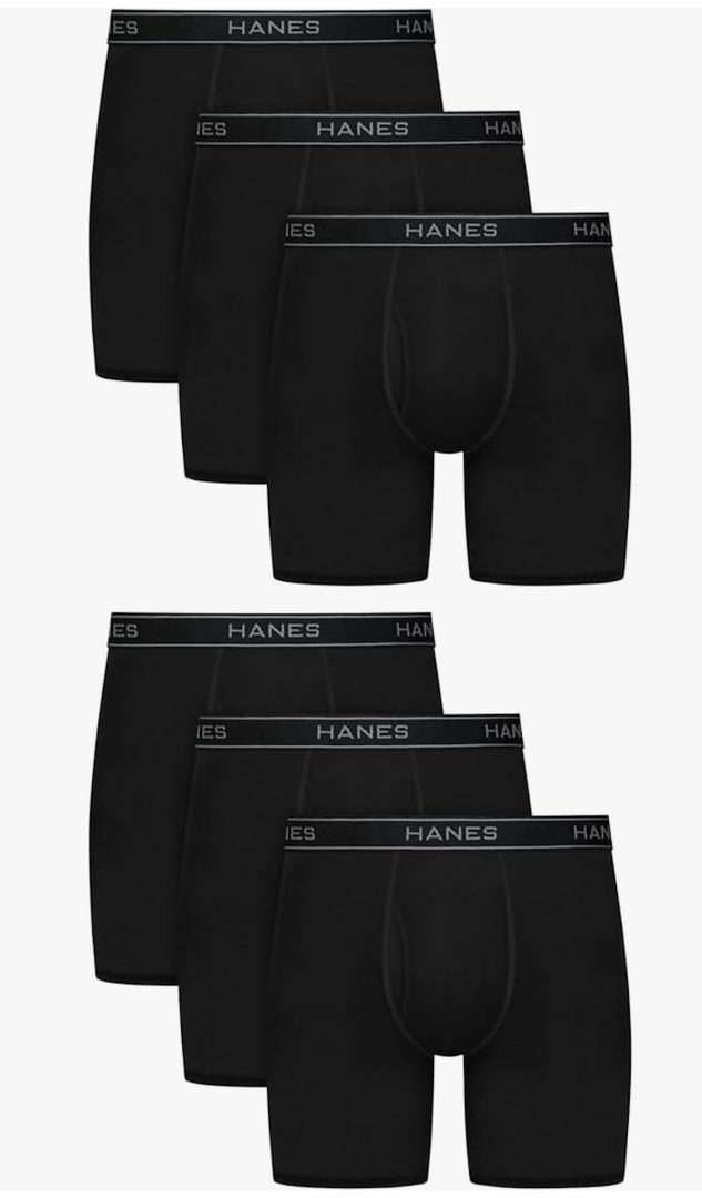 Hanes Men's Underwear Boxer Brief Pack, Performance Stretch Underwear, Moisture-wicking Boxer Briefs for Men, 6-pack Size L