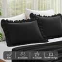 KKJIAF Ruffle Pillow Cases Standard Size Set of 2, Ruffled Pillow Covers with Envelope Closure, Wrinkle Resistant Pillowcases 20" x 26", Ruffled Pillow Shams, Black