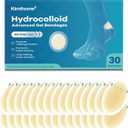Kimihome Hydrocolloid Blister Bandages for Feet - 30ct Gel Blister Bandages - Blister Cushions for Heel, Toe - Blister Prevention for Travel - Water Resistant Bandages Pads (Heel Pack)
