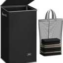 SOLEDI Laundry Hamper Black with Lid and Removable Bag - 100L Large and Tall Laundry Basket Collapsible with Handle for Clothing and Toys Storage - Dirty Clothes Hamper for Bedroom, bathroom, dorm