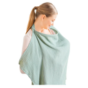Konssy Muslin Nursing Cover for Baby Breastfeeding, Breathable 100% Cotton Breastfeeding Cover with Rigid Hoop for Mother Nursing Apron, Multi-use Carseat Canopy (Green)