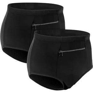 LUEXBOX Pocket Pantie for Women, Travel Underwear with Secret Pocket Panties Women's, 2 Packs (Black) XL