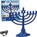 Rite Lite LTD JRN-400 Led Menorah Battery Operated Tinted Blue Bulbs