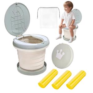 SunnySmile portable, foldable potty seat for toddler, Training Toilet Seat Emergency Toilet for Car, Camping, Outdoor, indoor (grey, large) (Gray)