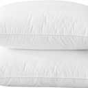 BHZ Goose Down Feather Pillows Queen Size Set of 2, Hotel Collection Bed Pillows for Sleeping Medium Firm Soft Support Pillow for Side and Back Sleepers with 100% Cotton Fabric (White)