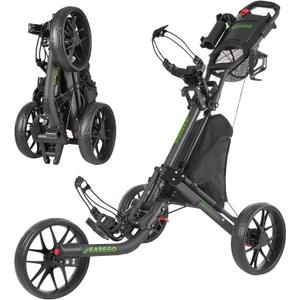 EASEGO Golf Push Cart 3 Wheel : Golf Bag Cart Foldable with Phone Holder/Cup/Umbrella Holder Compact Golf Pull Carts Quick Fold Golf Caddy Push Carts with Large Wheelbase for Different Terrain