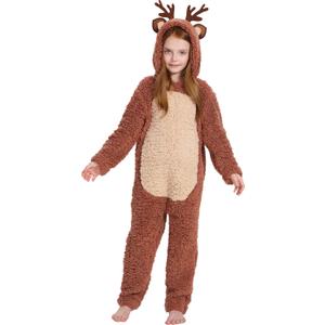 IKALI Hooded Deer Costume for Toddler, Kids Animal Reindeer Costume Christmas Halloween Dress Up (3-4T)
