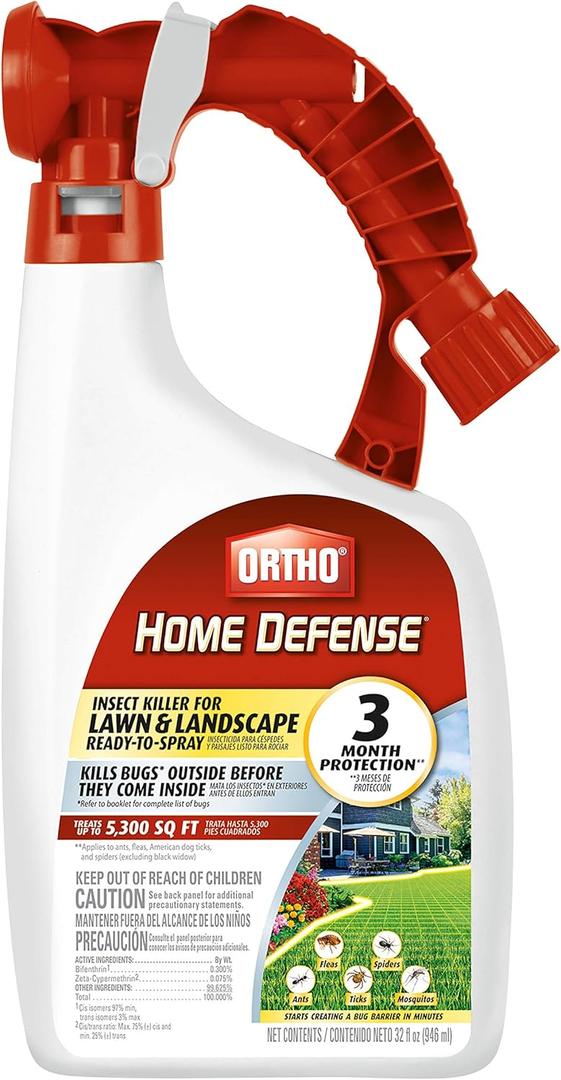 Ortho Home Defense Insect Killer for Lawn and Landscape Ready-To-Spray, Kills Ants, Ticks, Mosquitoes, Fleas & Spiders, Treats up to 5,300 sq. ft., 32 fl. oz. Ortho Home Defense Insect Killer for Lawn and Landscape Ready-To-Spray, Kills Ants, Ticks, Mosquitoes, Fleas & Spiders, Treats up to 5,300 sq. ft., 32 fl. oz.