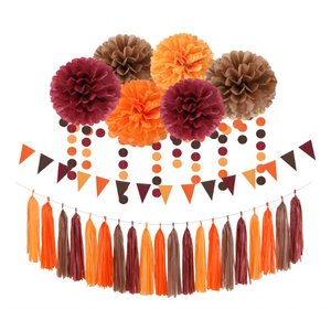 Boho Baby-Shower White-Brown Champagne Party-Decorations - 28pcs Neutral Birthday Wedding Bridal Tissue Pom Poms Streamers, Fall Autumn Tassel Garland Banner, Engagement Christmas Decor Ouruola