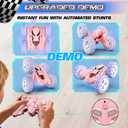 cosone Pink Purple RC Stunt Car for Kids | 360 Rotating Tricks, Double-Sided Driving, LED Lights, USB-C Rechargeable Battery, One-Click Demo