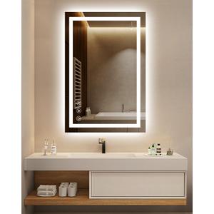 24''x36'' Bathroom Mirror with Lights,Front Lighted Bathroom Mirrors for Wall,Anti-Fog Smart Vanity Mirror,Touch Button and Memory Function,Dimmable 3-Color Lights (Horizontal/Vertical)