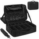 MONSTINA Large Makeup Case, 3 Layers Makeup Bag Cosmetic Organizer Brush Bag Barber Train Case Makeup Artist Box for Hair Curler Hair Straightener Brush Set and Cosmetics