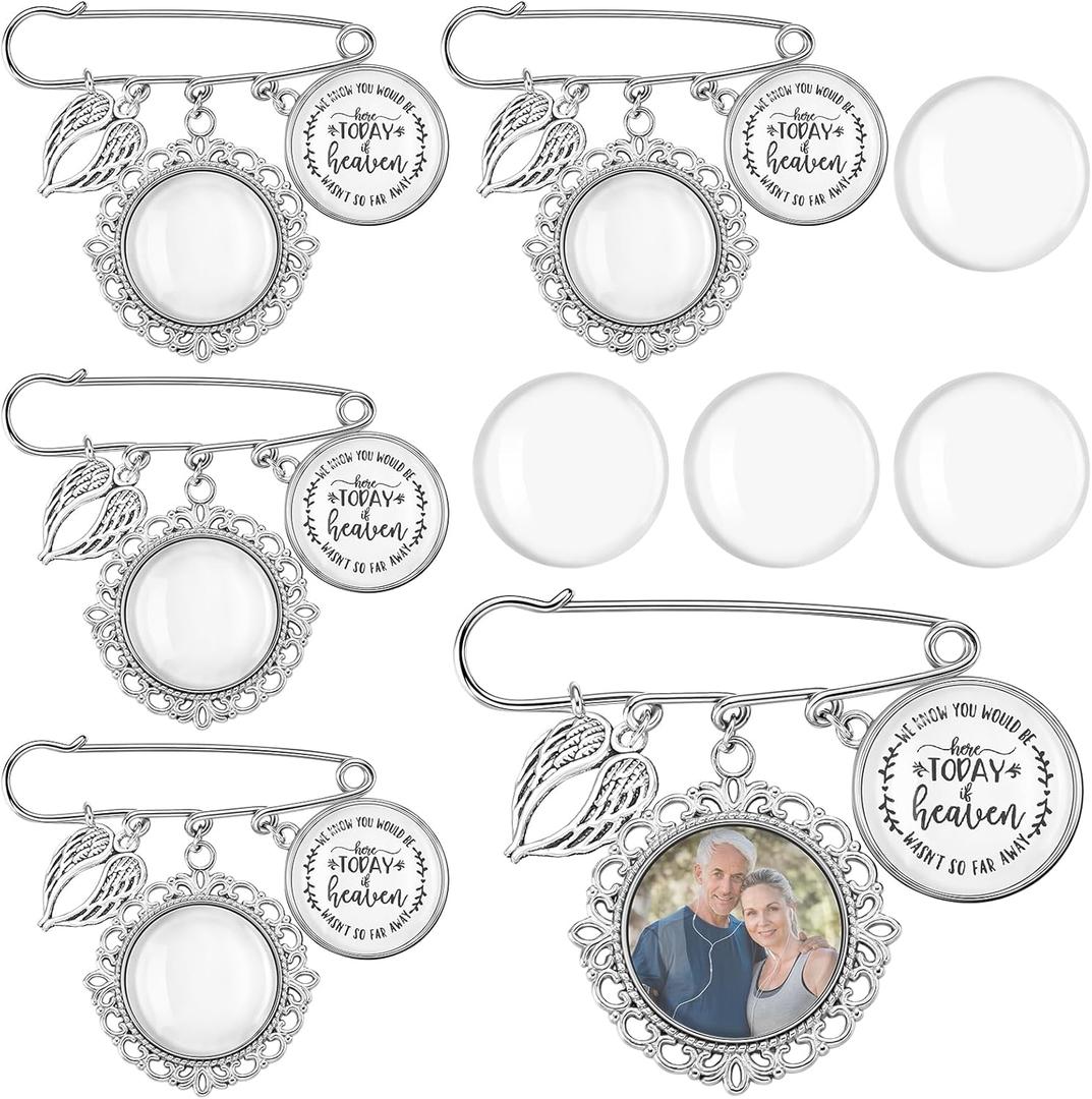 Tondiamo 4 Pcs Memorial Graduation Tassel Photo Charm with Wing DIY Pin Brooch Memory Tassel Picture Grad Cap Decoration Personalized 2026 Grad Gift for Gown Ceremony Bouquet (Silver,Stylish)
