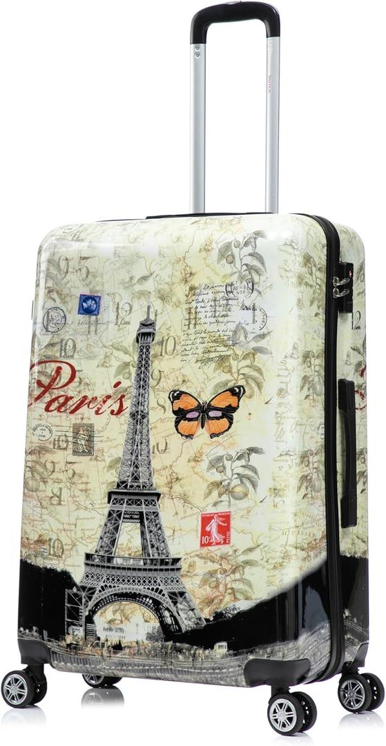 InUSA Paris Print 28-Inch Large Hardside Spinner Luggage Lightweight Travel