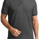 SAMERM Mens Knit Polo Shirts Short Sleeve Textured Casual Polo Shirt Fashion Stylish Lightweight Breathable T Shirt for Men XL