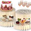 4 PCS Buffet Risers, Foldable Food Risers for Buffet Table, Display Stands for Party, White Cake Cupcake Stands for Food Display, Catering Supplies (7.8" Hx2, 4" Hx2)