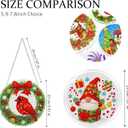 Eiflow Glass Diamond Art Hanging Kit for Adults Christmas, DIY Diamonds Painting Door Hanger Board Kit, 6x6inch Special Crystal Diamond Art Painting Pendant Ornament (Cardinal)