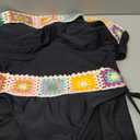 WDIRARA Women's 2 Piece Floral Strapless Tankini Swimsuits High Waisted Thong Bathing Suit (Medium, Black)