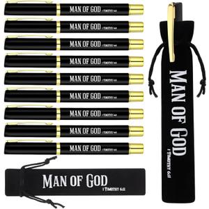 Seajan Man of God Pens with Velvet Pouch Bible Verse Ballpoint Pens Bulk Medium Black Ink Religious Christian Man of God Gift for Men Church Pastor Dad Godfather(20 Sets)